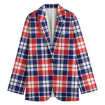 American Independence Day Plaid Print Women's Blazer