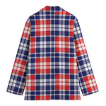 American Independence Day Plaid Print Women's Blazer