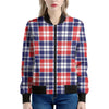 American Independence Day Plaid Print Women's Bomber Jacket