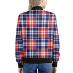 American Independence Day Plaid Print Women's Bomber Jacket