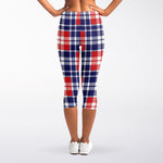 American Independence Day Plaid Print Women's Capri Leggings