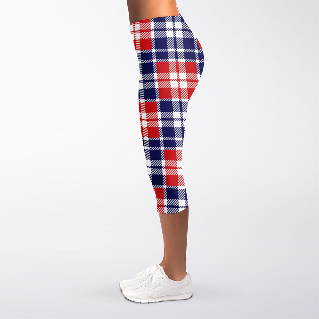 American Independence Day Plaid Print Women's Capri Leggings