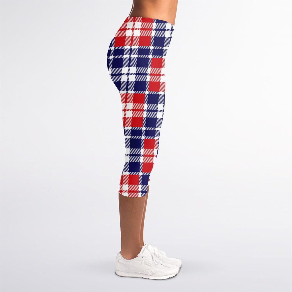 American Independence Day Plaid Print Women's Capri Leggings