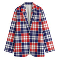 American Independence Day Plaid Print Women's Cotton Blazer