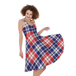 American Independence Day Plaid Print Women's Sleeveless Dress
