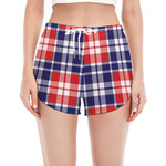 American Independence Day Plaid Print Women's Split Running Shorts