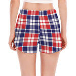 American Independence Day Plaid Print Women's Split Running Shorts
