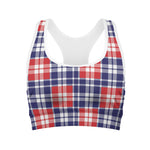 American Independence Day Plaid Print Women's Sports Bra