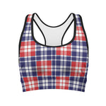American Independence Day Plaid Print Women's Sports Bra
