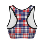 American Independence Day Plaid Print Women's Sports Bra