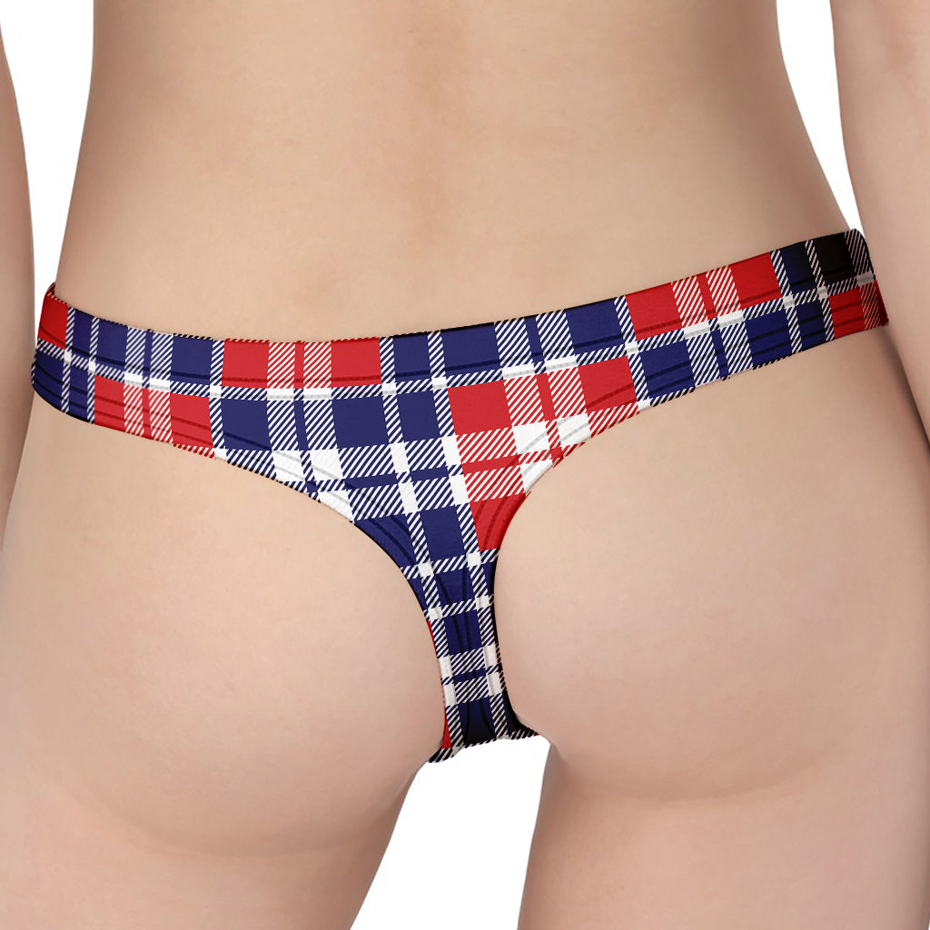 American Independence Day Plaid Print Women's Thong