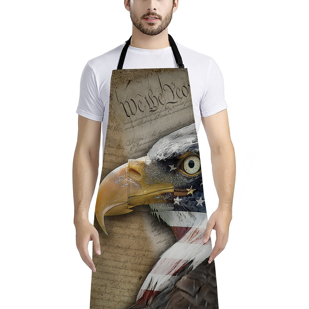 American Land Of Liberty Print Bib Apron With Pocket