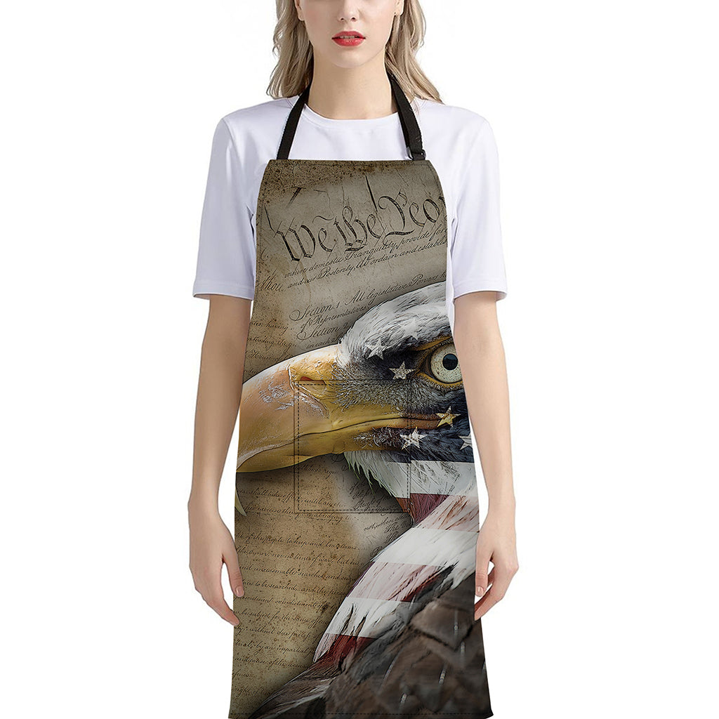 American Land Of Liberty Print Bib Apron With Pocket