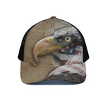 American Land Of Liberty Print Black Mesh Trucker Cap