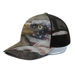 American Land Of Liberty Print Black Mesh Trucker Cap