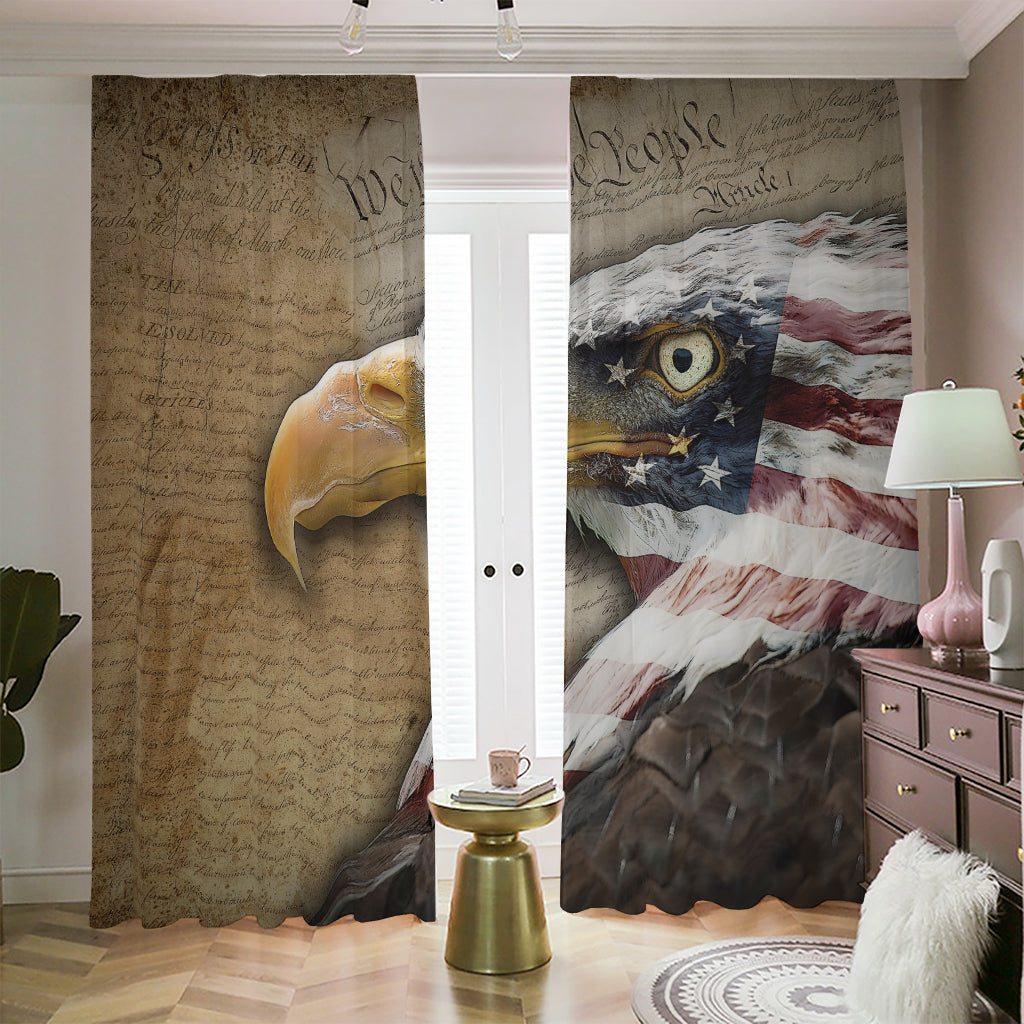 American Land Of Liberty Print Blackout Pencil Pleat Curtains