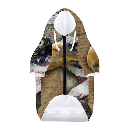 American Land Of Liberty Print Dog Zip Up Hoodie