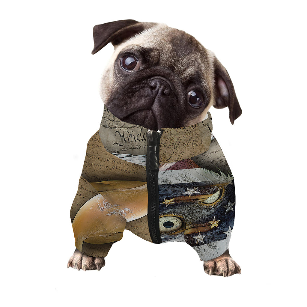 American Land Of Liberty Print Dog Zip Up Jacket