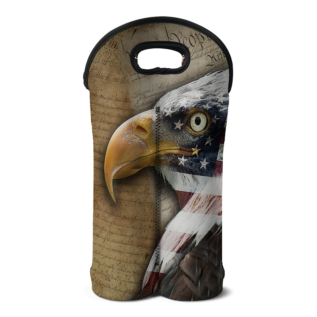 American Land Of Liberty Print Double Neoprene Wine Tote