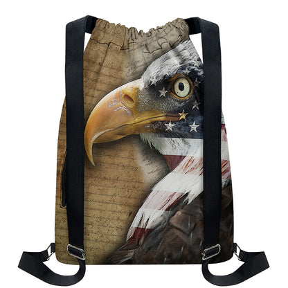 American Land Of Liberty Print Drawstring Backpack