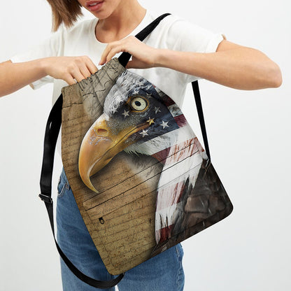 American Land Of Liberty Print Drawstring Backpack