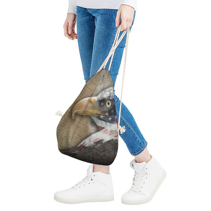 American Land Of Liberty Print Drawstring Bag