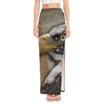 American Land Of Liberty Print High Slit Maxi Skirt