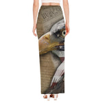 American Land Of Liberty Print High Slit Maxi Skirt