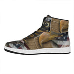 American Land Of Liberty Print High Top Leather Sneakers