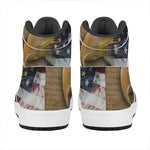 American Land Of Liberty Print High Top Leather Sneakers