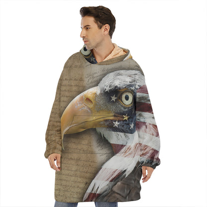 American Land Of Liberty Print Hoodie Blanket