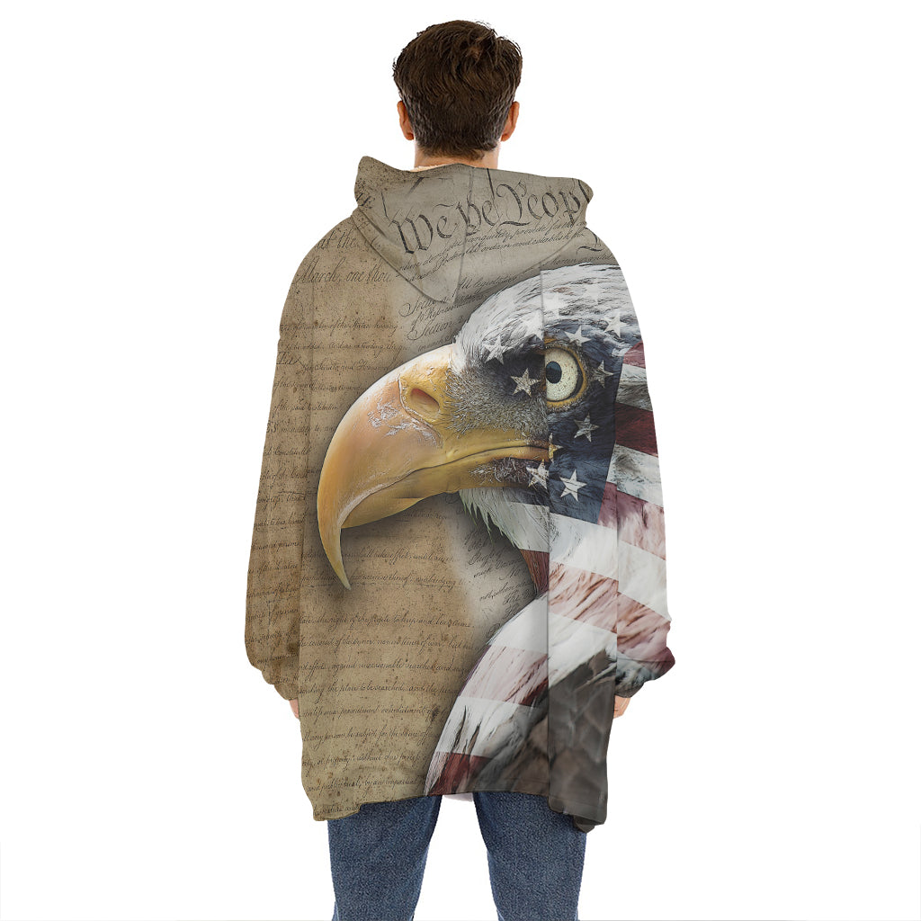 American Land Of Liberty Print Hoodie Blanket
