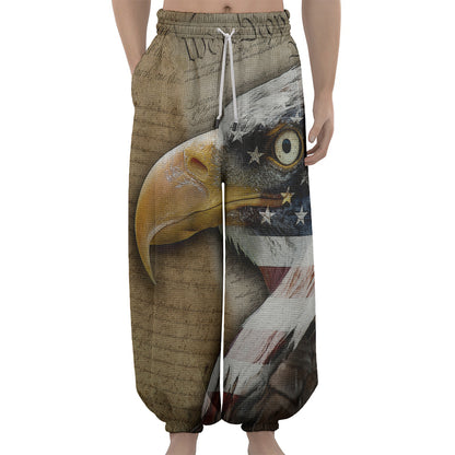 American Land Of Liberty Print Lantern Pants