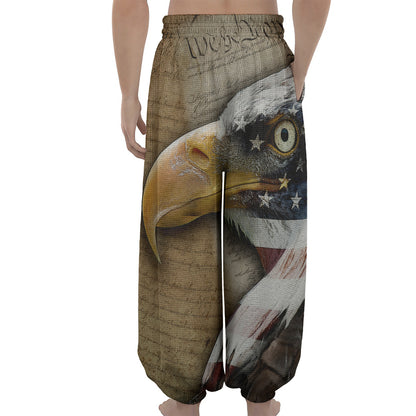 American Land Of Liberty Print Lantern Pants