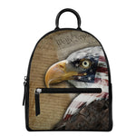 American Land Of Liberty Print Leather Backpack