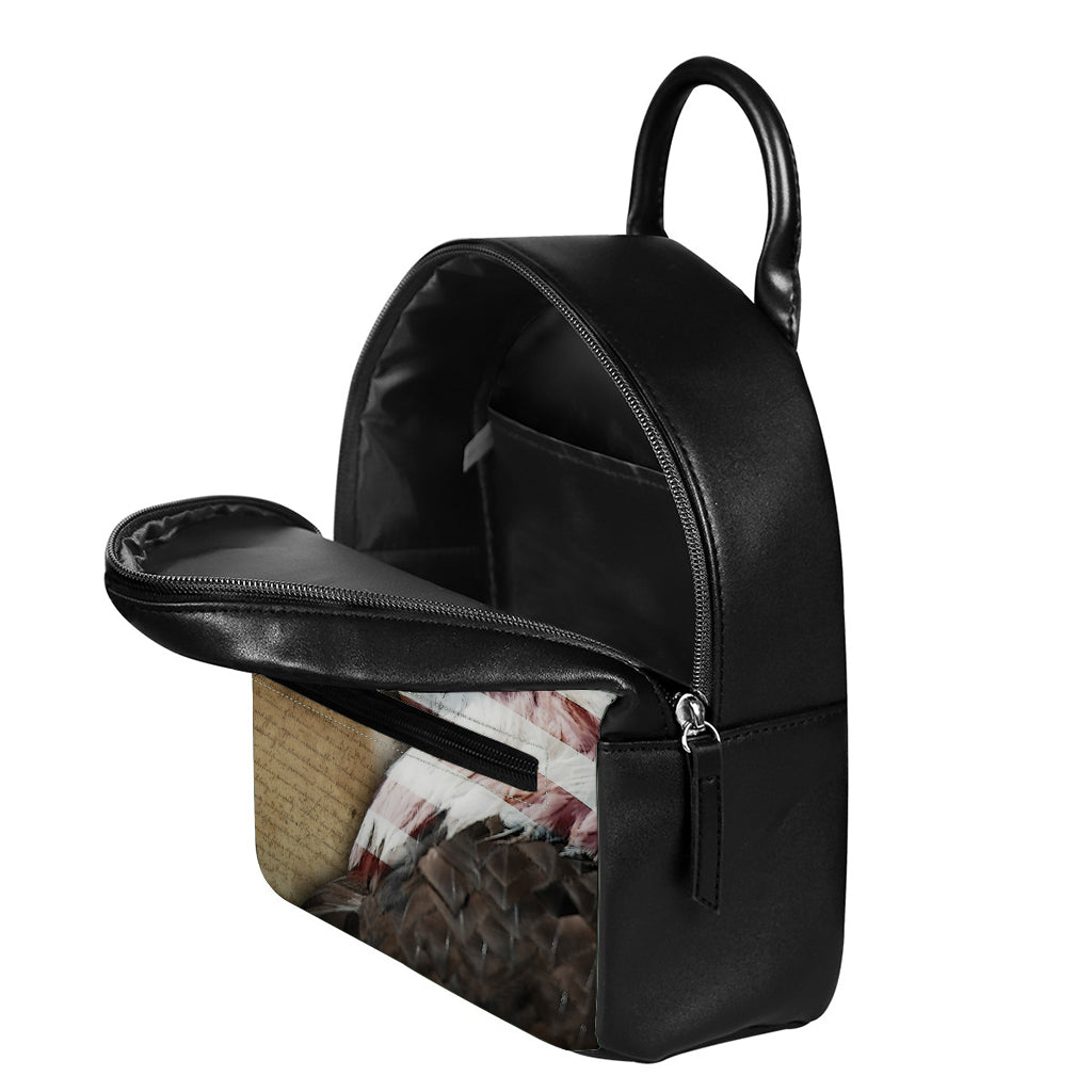 American Land Of Liberty Print Leather Backpack
