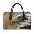 American Land Of Liberty Print Leather Duffel Bag