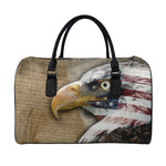 American Land Of Liberty Print Leather Duffle Bag