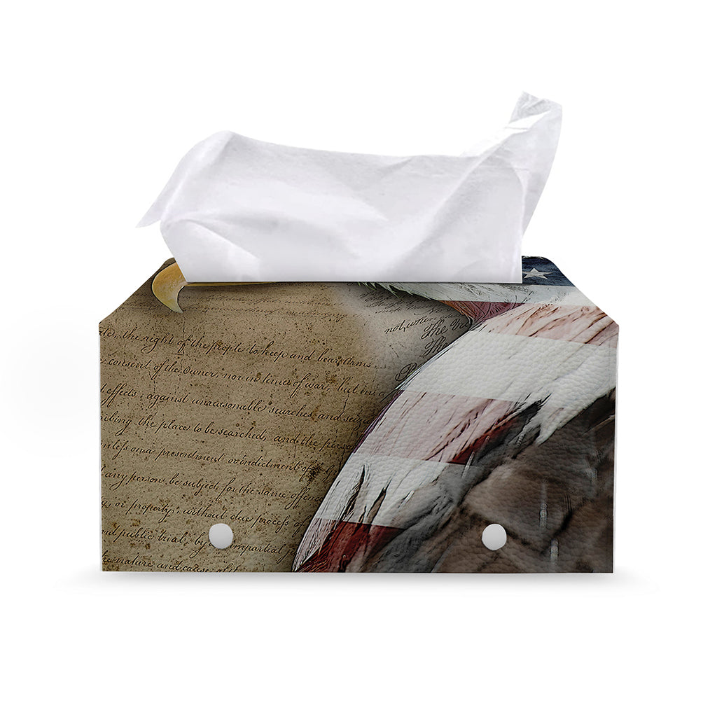 American Land Of Liberty Print Leather Tissue Box Cover