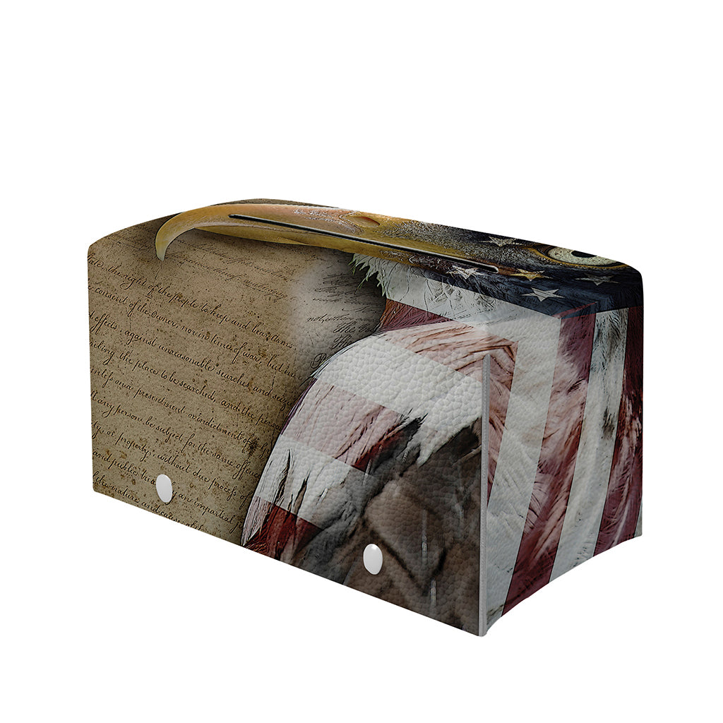 American Land Of Liberty Print Leather Tissue Box Cover
