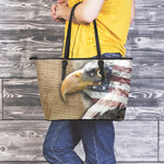 American Land Of Liberty Print Leather Tote Bag