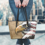 American Land Of Liberty Print Leather Tote Bag