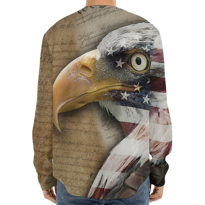 American Land Of Liberty Print Long Sleeve Baseball Jersey