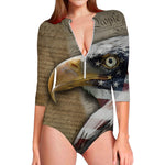 American Land Of Liberty Print Long Sleeve Swimsuit