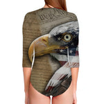 American Land Of Liberty Print Long Sleeve Swimsuit