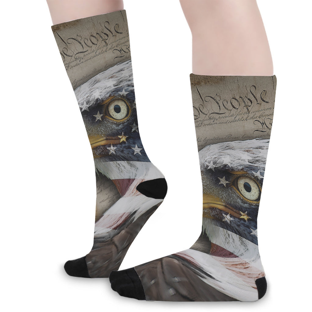 American Land Of Liberty Print Long Socks