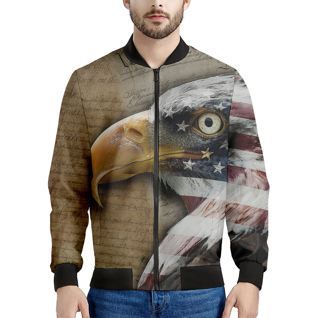 American Land Of Liberty Print Men's Bomber Jacket