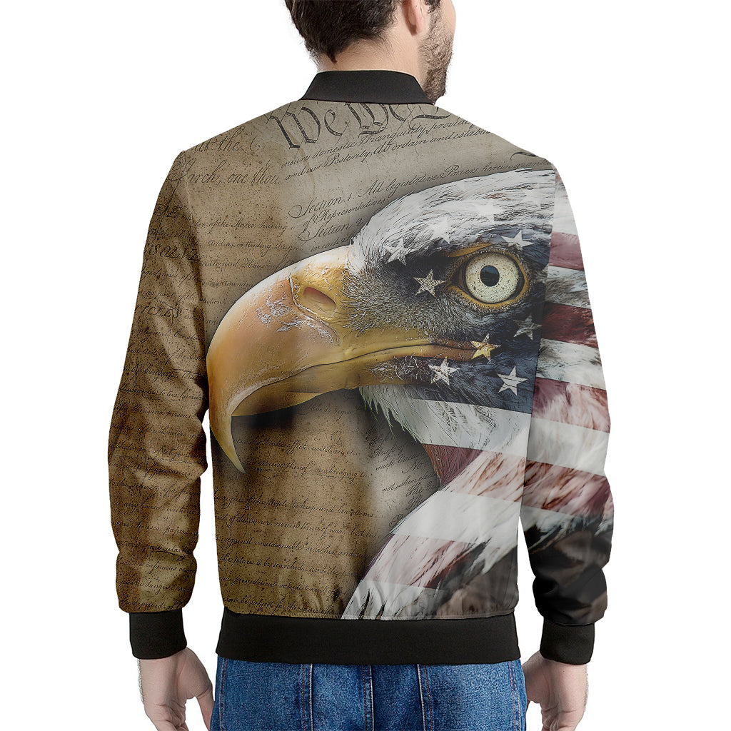 American Land Of Liberty Print Men's Bomber Jacket
