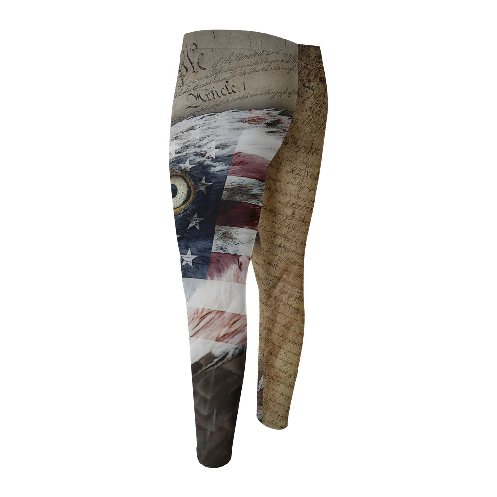 American Land Of Liberty Print Men's Compression Pants