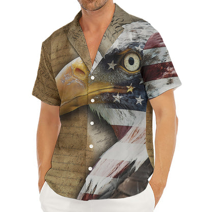American Land Of Liberty Print Men's Deep V-Neck Shirt